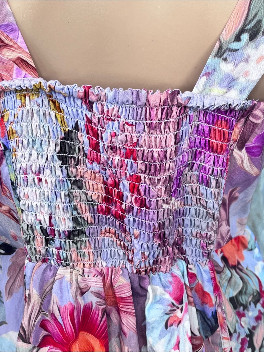 Anthropologie Lavender Purple Smocked Midi Dress Sz Small - Picture 9 of 16